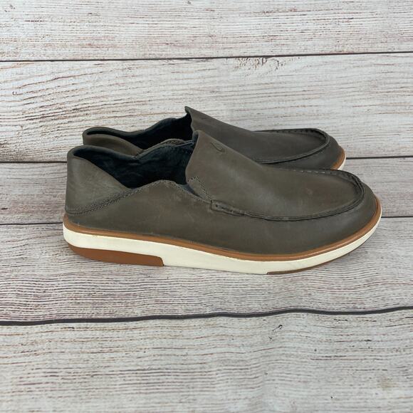 Olukai Kalia Slip-On Mens Sz 9.5 Leather Loafers Gray main image 7